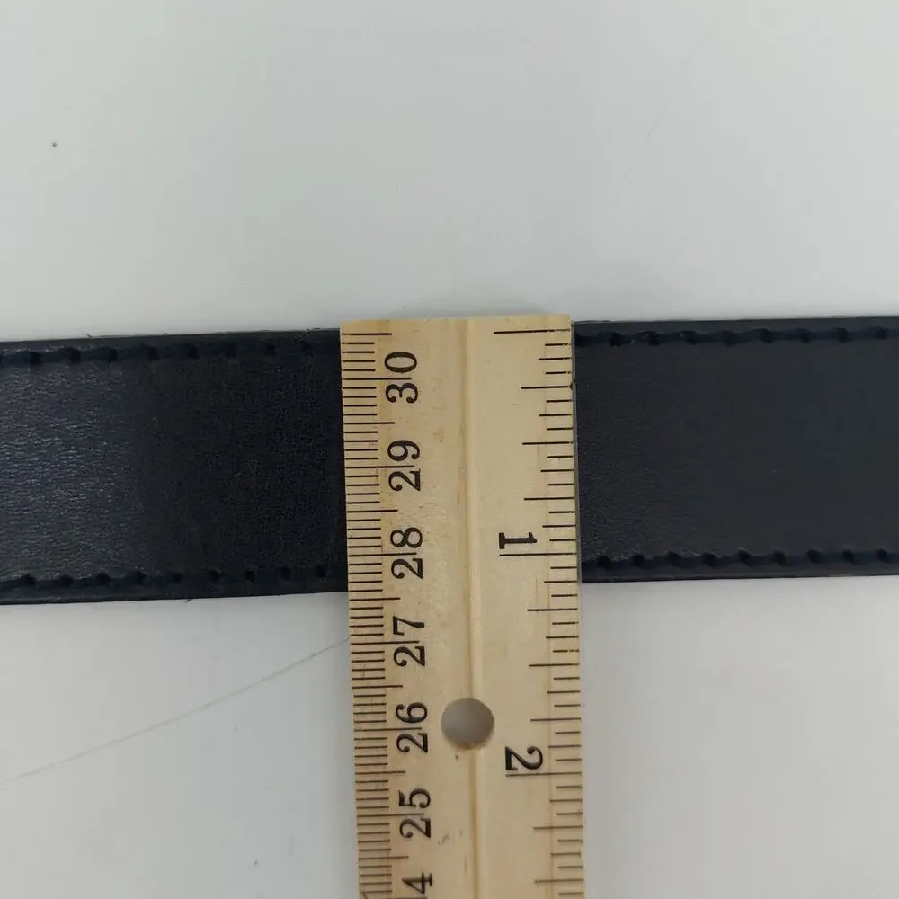 Liz Claiborne Womens Large Belt 1989 Genuine Leather Silver Buckle vtg